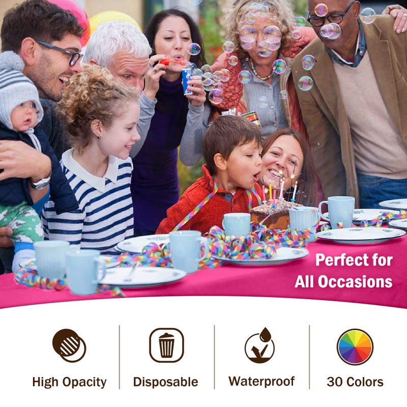 Exquisite 12-Pack Premium Plastic Tablecloth 54in. x 108in. Rectangle Table Cover - Cerise - Image 5